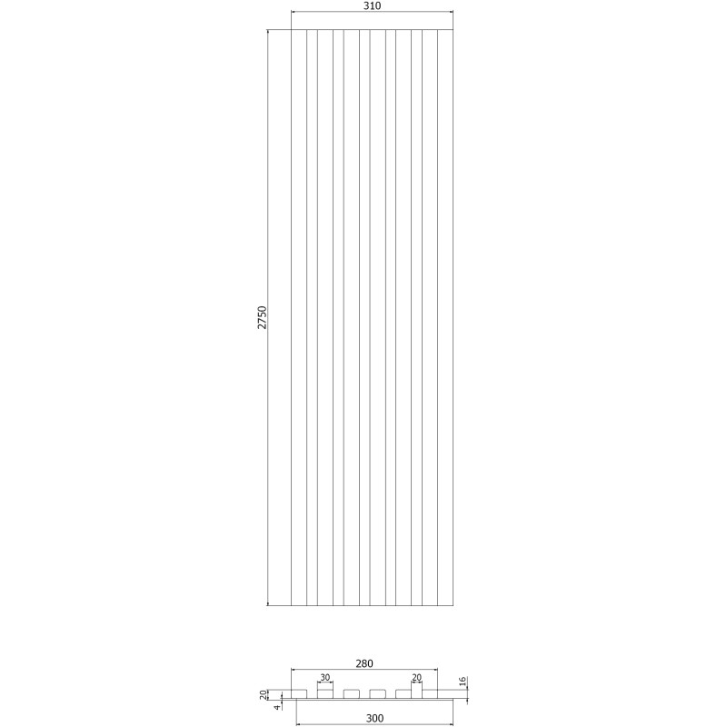 Mexen Lam-B stenové lamely 275 x 30 cm, HDF doska 4 mm, technická dyha, Strieborný Dub - S100-275307-3015-007