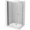 Mexen Pretoria sprchová kabína, kyvné dvere 70 x 70 cm, Transparentné, Čierna + sprchová vanička Flat - 852-070-070-70-00-4010B