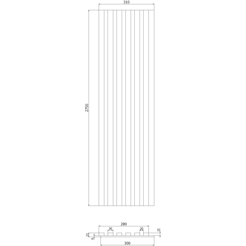 Mexen Lam-F akustické steny 275 x 30 cm, plsť 8 mm, technická dýha, Popolavý Dub - S105-275307-3015-005