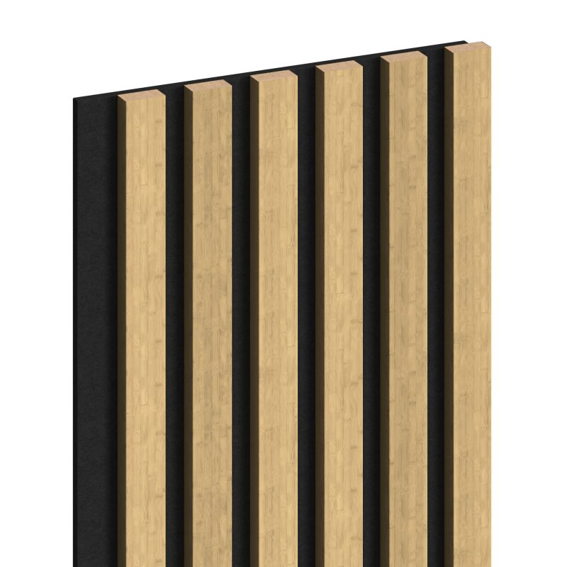 Mexen Lam-F stenové akustické lamely 275 x 30 cm, plsť 8 mm, technická dyha, Prírodný Bambus - S105-275307-3015-011