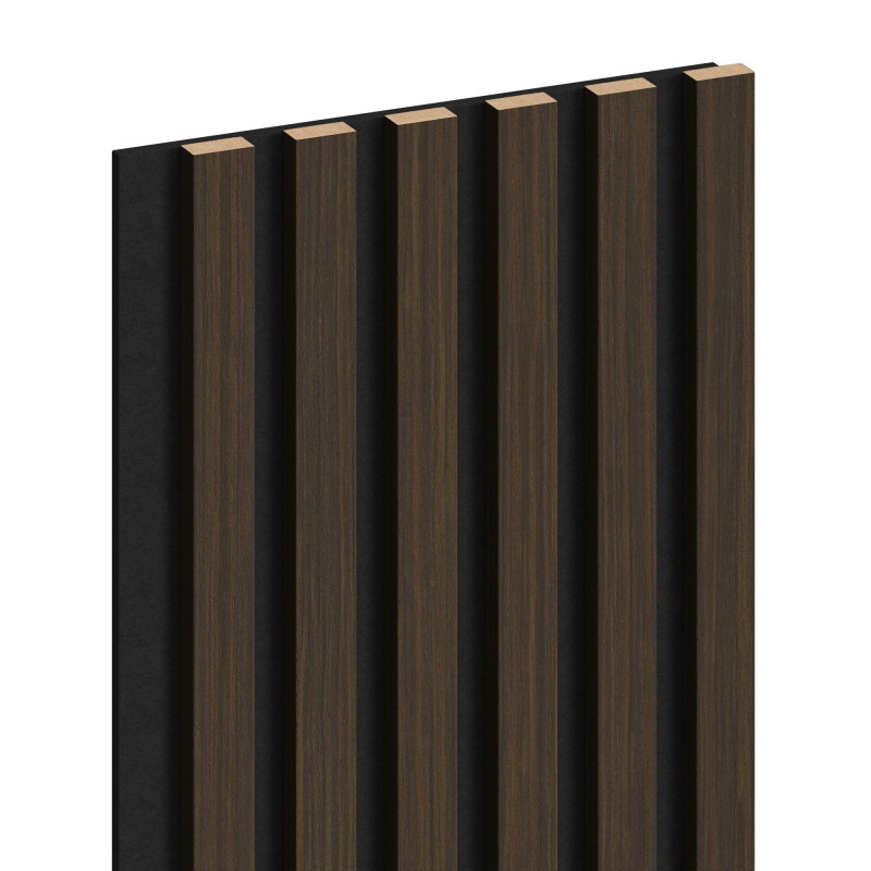 Mexen Lam-F stenové akustické lamely 275 x 30 cm, plsť 8 mm, technická dyha, Tmavý orech - S105-275307-3015-024