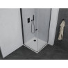 Mexen Pretoria sprchový kút otvárateľný 80 x 80 cm, transparentný, čierny + vanička Flat - 852-080-080-70-00-4010B
