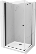 Mexen Pretoria sprchový kút otvárací 90 x 90 cm, transparentný, čierny + vanička Flat - 852-090-090-70-00-4010B