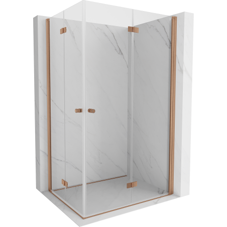 Mexen Mist-F Duo sprchový kút skladací 70 x 85 cm, transparentný, brúsená meď - 8A6-070L-085P-65-00