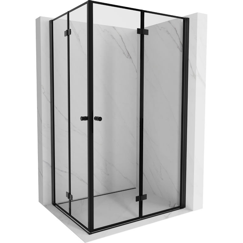 Mexen Mist-F Duo skladací sprchový kút 85 x 90 cm, čierny rám, čierny - 8A6-085L-090P-70-70