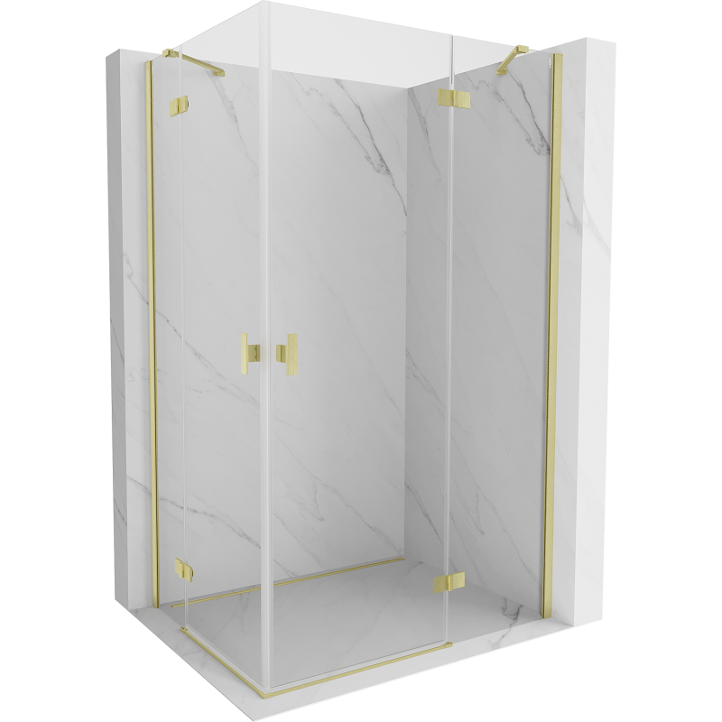 Mexen Mist H Duo sprchovací kút, otočný, 90 x 95 cm, priehľadný, zlatý kartáčovaný - 8A5-090L-095P-55-00