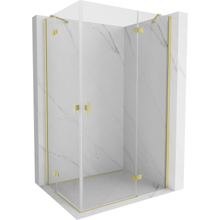 Mexen Mist H Duo sprchovací kút, otočný, 90 x 95 cm, priehľadný, zlatý kartáčovaný - 8A5-090L-095P-55-00