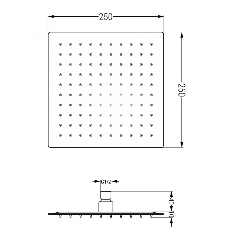 Mexen Slim dažďová sprcha 25 x 25 cm, biela - 79125-20