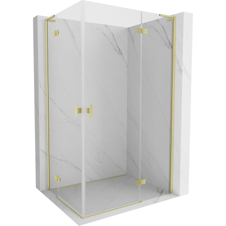 Mexen Mist-H L Duo sprchovací kút otočný 100 x 120 cm, transparentný, brúsené zlato - 8A5L-100L-120P-55-00