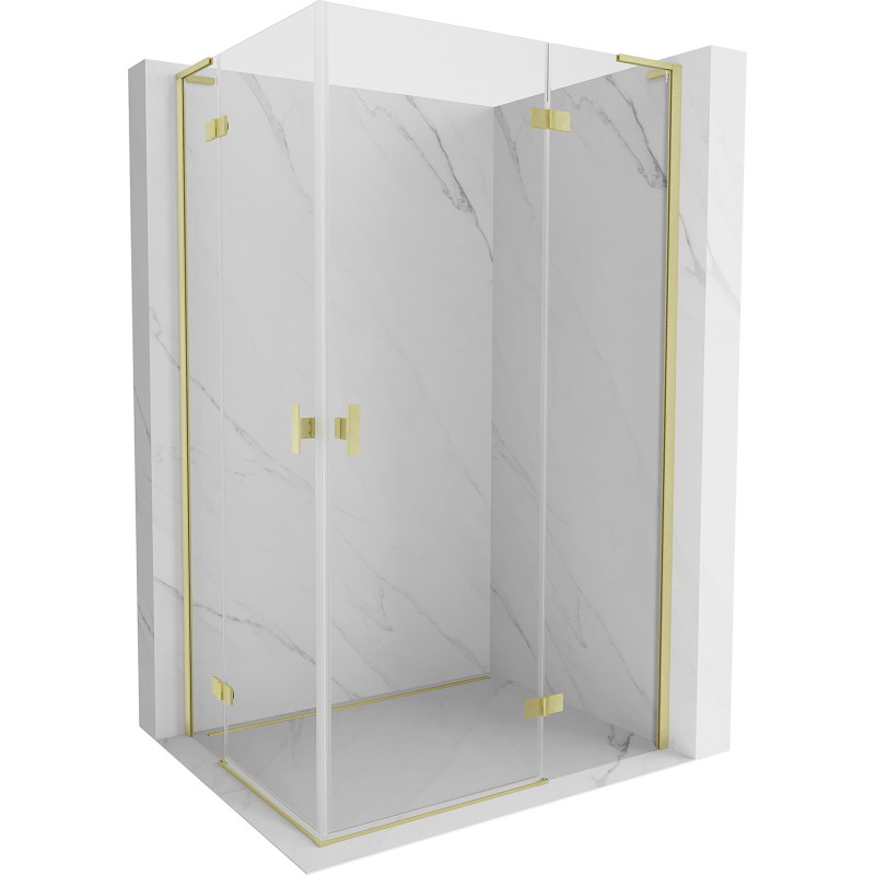 Mexen Mist-H L Duo sprchová kabína otočná pravá 105 x 120 cm, priehľadná, zlatá kartáčovaná - 8A5L-105L-120P-55-00