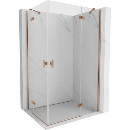 Mexen Mist H Duo sprchová kabína s výklopnými dverami 70 x 75 cm, transparentná, brúsená meď - 8A5-070L-075P-65-00