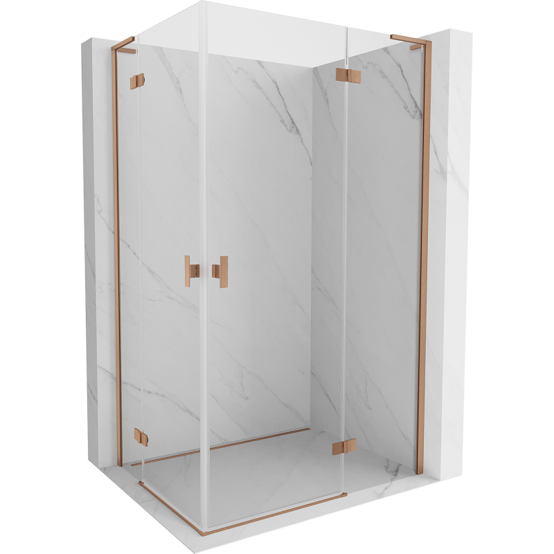 Mexen Mist-H L Duo sprchový kút otvárací 110 x 115 cm, transparentný, kartáčovaná meď - 8A5L-110L-115P-65-00