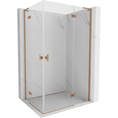 Mexen Mist-H L Duo sprchový kút otvárací 110 x 115 cm, transparentný, kartáčovaná meď - 8A5L-110L-115P-65-00