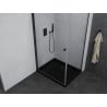 Mexen Pretoria sprchový kút otvárací 90 x 120 cm, priehľadný, čierny + vanička Flat, čierna - 852-090-120-70-00-4070B
