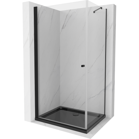Mexen Pretoria sprchový kút otvárací 90 x 120 cm, priehľadný, čierny + vanička Flat, čierna - 852-090-120-70-00-4070B