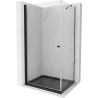 Mexen Pretoria sprchový kút otvárací 90 x 120 cm, priehľadný, čierny + vanička Flat, čierna - 852-090-120-70-00-4070B