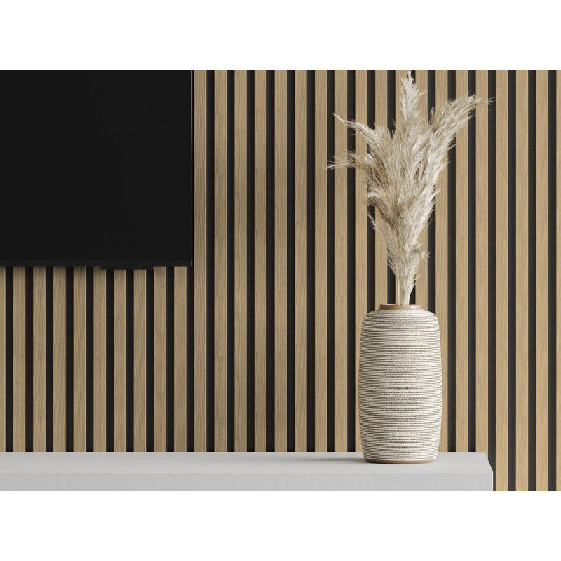 Mexen Lam-B stenové lamely 275 x 30 cm, HDF doska 4 mm, technická dyha, Ľanový orech - S100-275307-3015-015