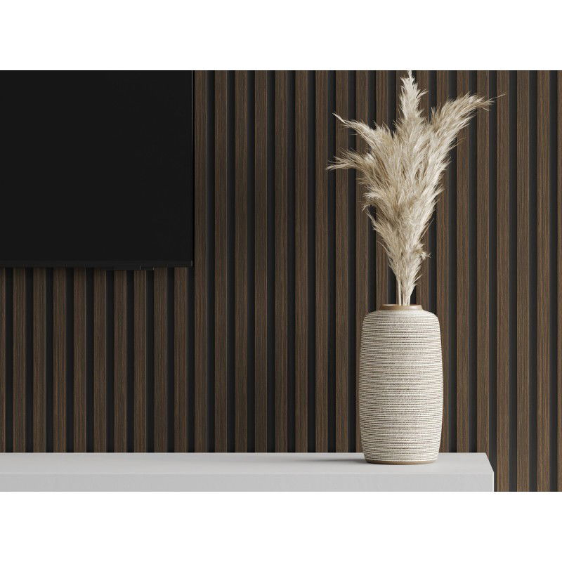 Mexen Lam-B stenové lamely 275 x 30 cm, HDF doska 4 mm, technická dyha, Tmavý orech - S100-275307-3015-024