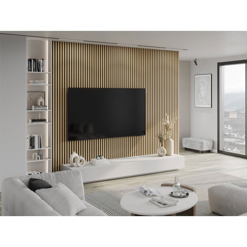 Mexen Lam-F stenové akustické lamely 275 x 30 cm, plsť 8 mm, technická dýha, Zlatý Dub - S105-275307-3015-003