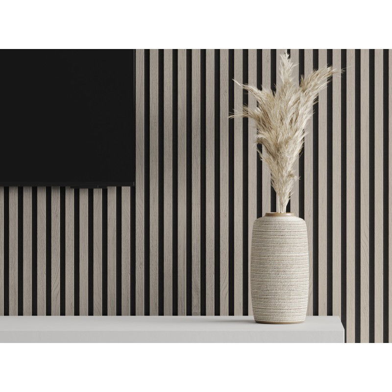 Mexen Lam-F stenové akustické lamely 275 x 30 cm, plsť 8 mm, technická dyha, Sivý Dub - S105-275307-3015-005