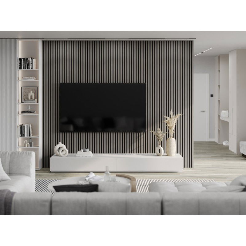 Mexen Lam-F stenové akustické lamely 275 x 30 cm, plsť 8 mm, technická dyha, Oceľový Dub - S105-275307-3015-006