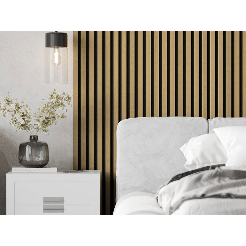 Mexen Lam-F stenové akustické lamely 275 x 30 cm, plsť 8 mm, technická dyha, Prírodný Bambus - S105-275307-3015-011