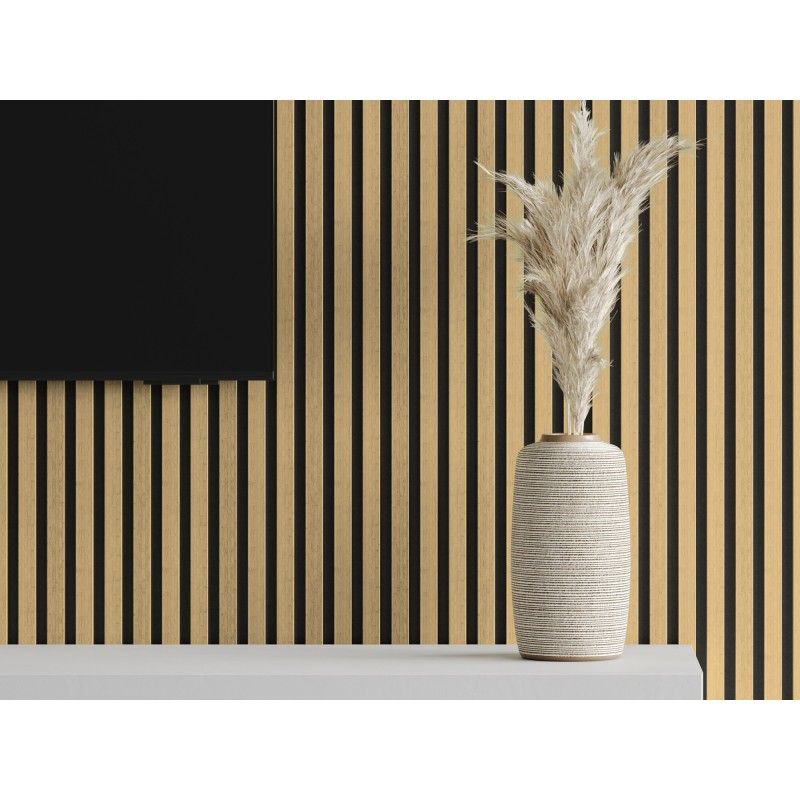 Mexen Lam-F stenové akustické lamely 275 x 30 cm, plsť 8 mm, technická dyha, Prírodný Bambus - S105-275307-3015-011