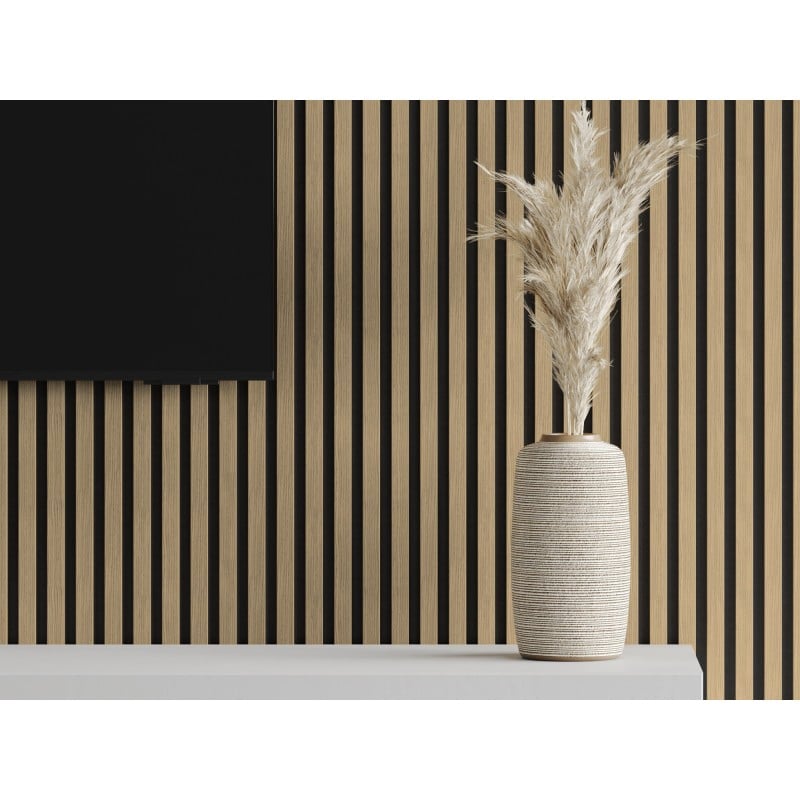 Mexen Lam-F stenové akustické lamely 275 x 30 cm, plsť 8 mm, technická dýha, Ľanový orech - S105-275307-3015-015