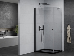Mexen Pretoria sprchový kút s otočnými dverami 100 x 80 cm, transparentný, čierny + vanička Flat, čierna - 852-100-080-70-00-40?