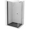 Mexen Pretoria sprchovací kút otvárací 100 x 80 cm, transparentný, čierny + vanička Flat, čierna - 852-100-080-70-00-4070B