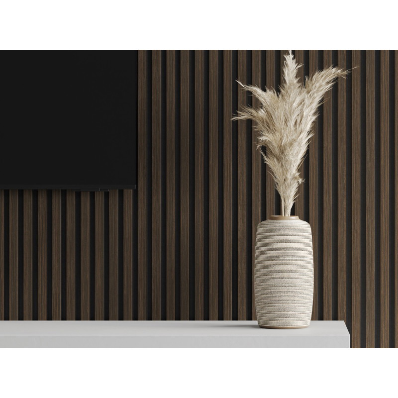 Mexen Lam-F stenové akustické lamely 275 x 30 cm, plsť 8 mm, technická dyha, Tmavý orech - S105-275307-3015-024