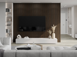 Mexen Lam-F stenové akustické lamely 275 x 30 cm, plsť 8 mm, technická dyha, Tmavý orech - S105-275307-3015-024