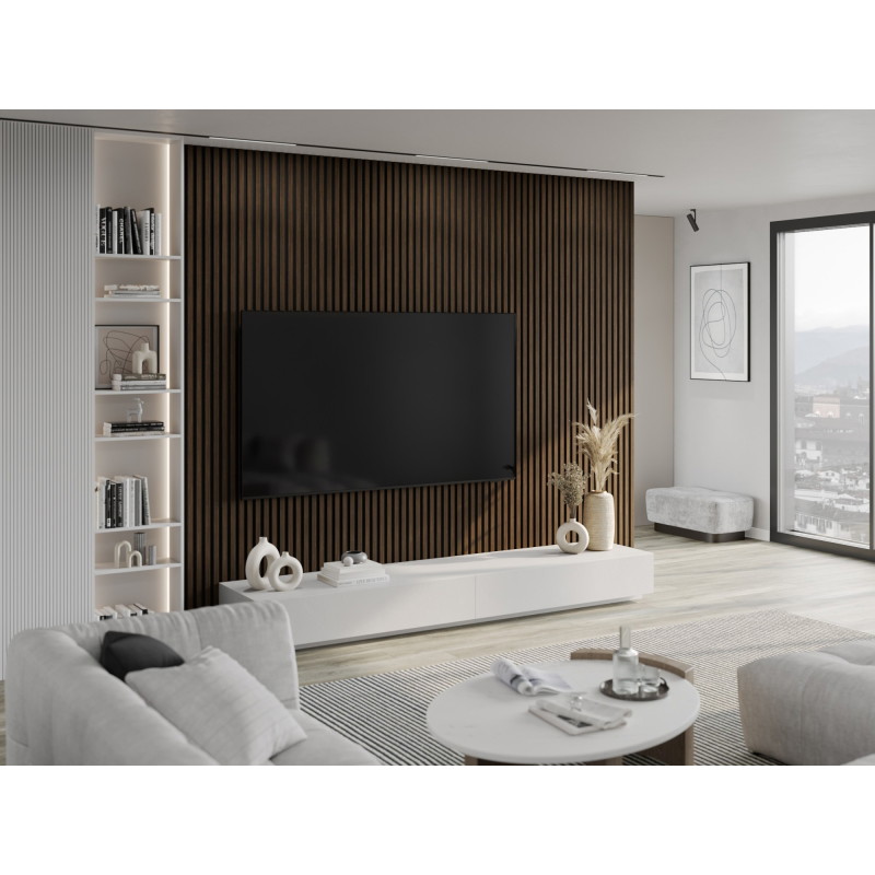 Mexen Lam-F stenové akustické lamely 275 x 30 cm, plsť 8 mm, technická dyha, Tmavý orech - S105-275307-3015-024
