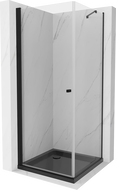 Mexen Pretoria sprchový kút otvárací 100 x 100 cm, transparentný, čierny + vanička Flat, čierna - 852-100-100-70-00-4070B