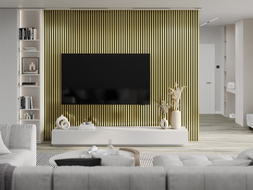 Mexen Lam-F stenové akustické lamely 275 x 31,5 cm, plsť 6 mm, Zlatá - S105-275317-2812-057