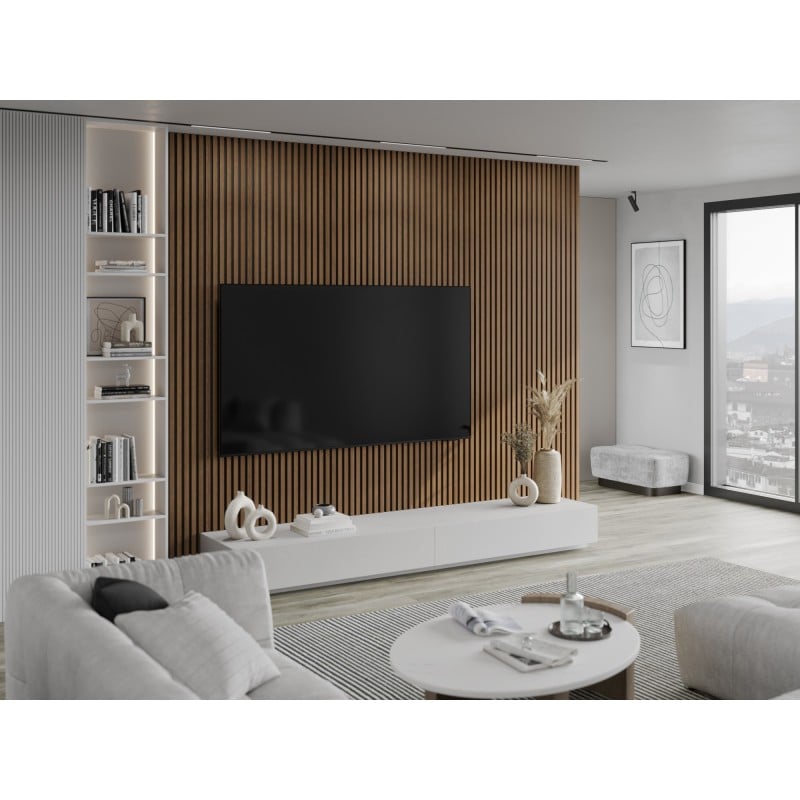 Mexen Lam-F stenové akustické lamely 275 x 31,5 cm, plsť 6 mm, Dub Mocca - S105-275317-2812-074