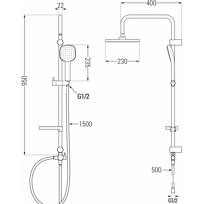 Mexen X33 sprchový stĺp, chróm/biela - 798333391-02