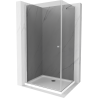 Mexen Pretoria sprchovací kút otvárací 70 x 80 cm, grafit, chróm + sprchová vanička Flat - 852-070-080-01-40-4010