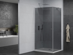 Mexen Pretoria sprchovací kút otvárací 70 x 80 cm, grafit, chróm + sprchová vanička Flat - 852-070-080-01-40-4010