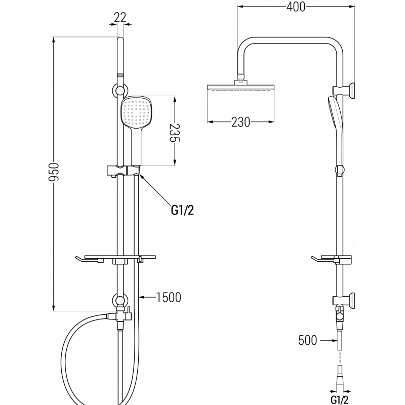 Mexen T33 sprchový stĺp, chróm/biela - 798333393-02
