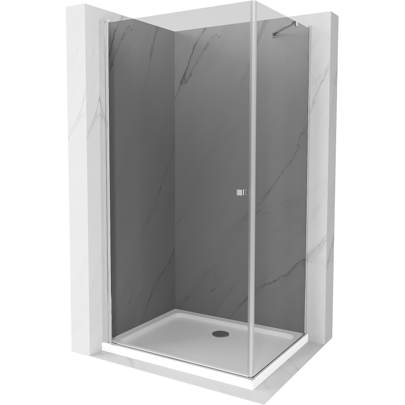 Mexen Pretoria sprchová kabína s otočnými dverami 70 x 90 cm, grafit, chróm + vanička Flat - 852-070-090-01-40-4010