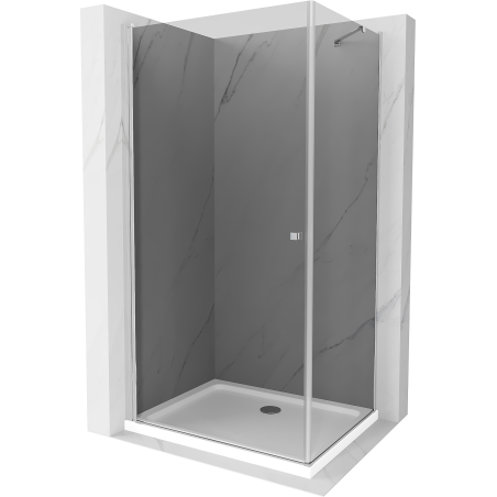 Mexen Pretoria sprchový kút s otočnými dverami 70 x 110 cm, grafit, chróm + vanička Flat - 852-070-110-01-40-4010