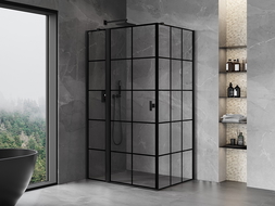 Mexen Mist T sprchový kút s otváracími dverami ľavý 120 x 80 cm, čierna mriežka, čierna - 8A4T-120-080-70-77-L