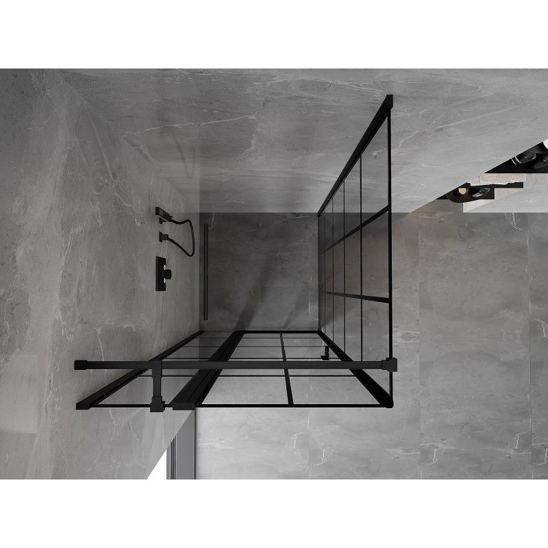 Mexen Mist T sprchová kabína otočné dvere ľavé 90 x 90 cm, čierna mriežka, čierna - 8A4T-090-090-70-77-L