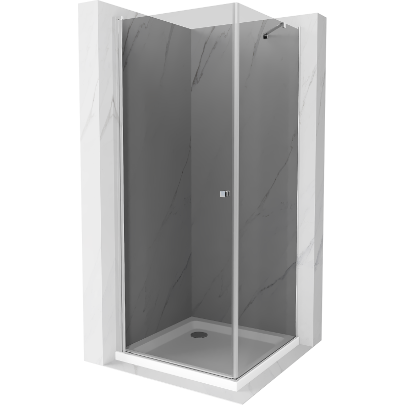 Mexen Pretoria sprchový kút s otváracími dverami 90 x 90 cm, grafit, chróm + vanička Flat - 852-090-090-01-40-4010