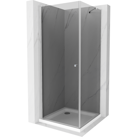 Mexen Pretoria Sprchová Kabína Otočná 90 x 90 cm, Grafit, Chróm + Vaníčka Flat - 852-090-090-01-40-4010