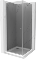 Mexen Pretoria sprchový kút s otváracími dverami 90 x 90 cm, grafit, chróm + vanička Flat - 852-090-090-01-40-4010