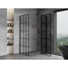 Mexen Mist T sprchový kút výklopný pravý 115 x 75 cm, čierna mriežka, čierny - 8A4T-115-075-70-77-P