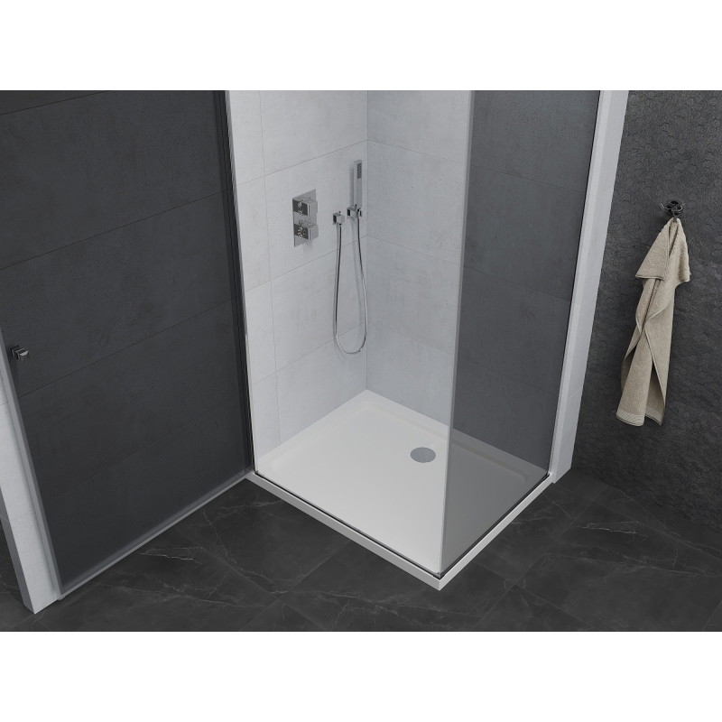 Mexen Pretoria sprchový kút otočný 90 x 120 cm, grafit, chróm + sprchová vanička Flat - 852-090-120-01-40-4010