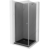 Mexen Pretoria sprchová kabína s výklopnými dverami 70 x 70 cm, grafit, chróm + brodzik Flat, čierny - 852-070-070-01-40-4070